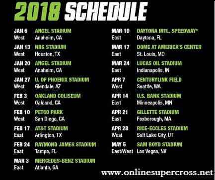 Monster Energy Supercross 2018 Schedule